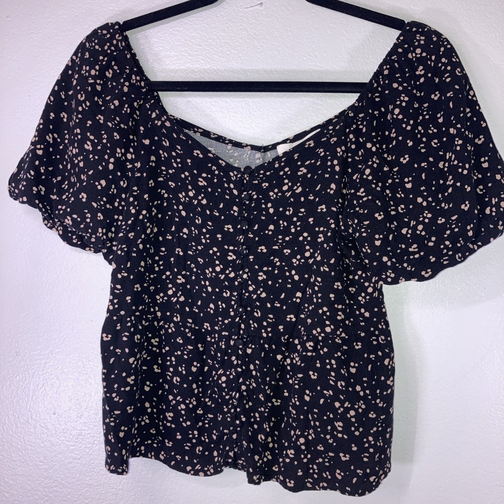 Urban Romantics S Women's Black Off Shoulder Puff Sleeve Top